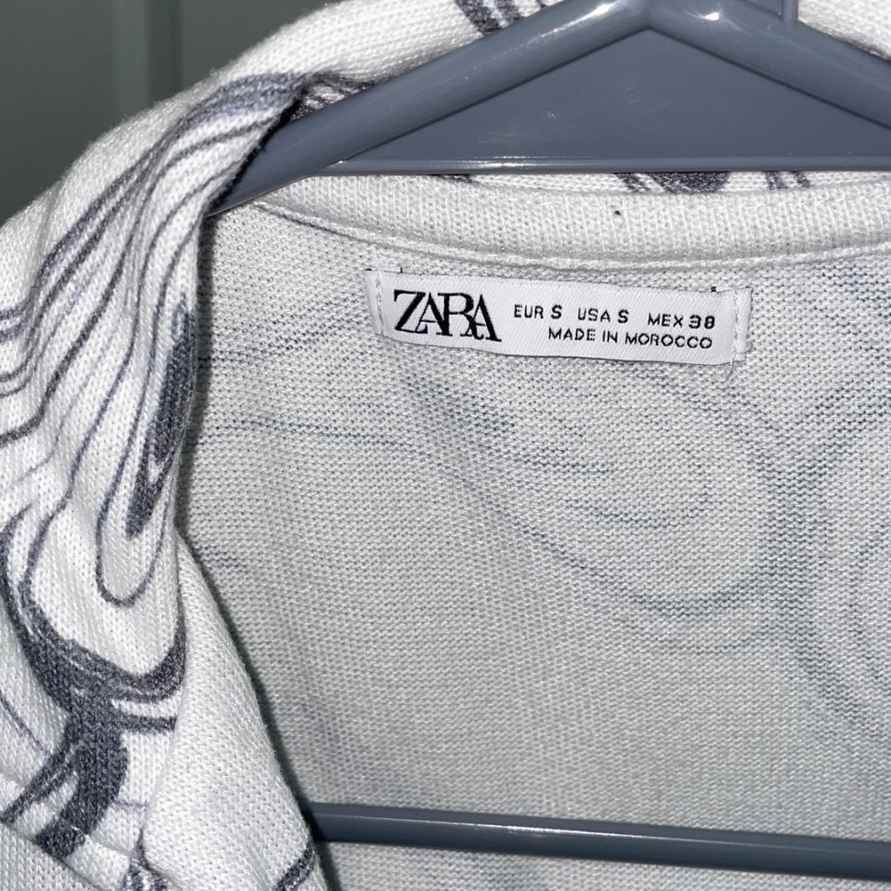 Zara Swirl Pattern Button-Up Short Sleeve Shirt, … - image 3